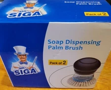 MR.SIGA Soap Dispensing Palm Brush, Kitchen Brush for Dish Pot Pan Sink
