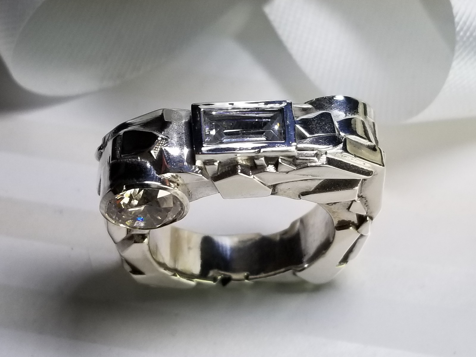 Custom designed "Rock" Solid Silver Ring Size 10 … - image 3