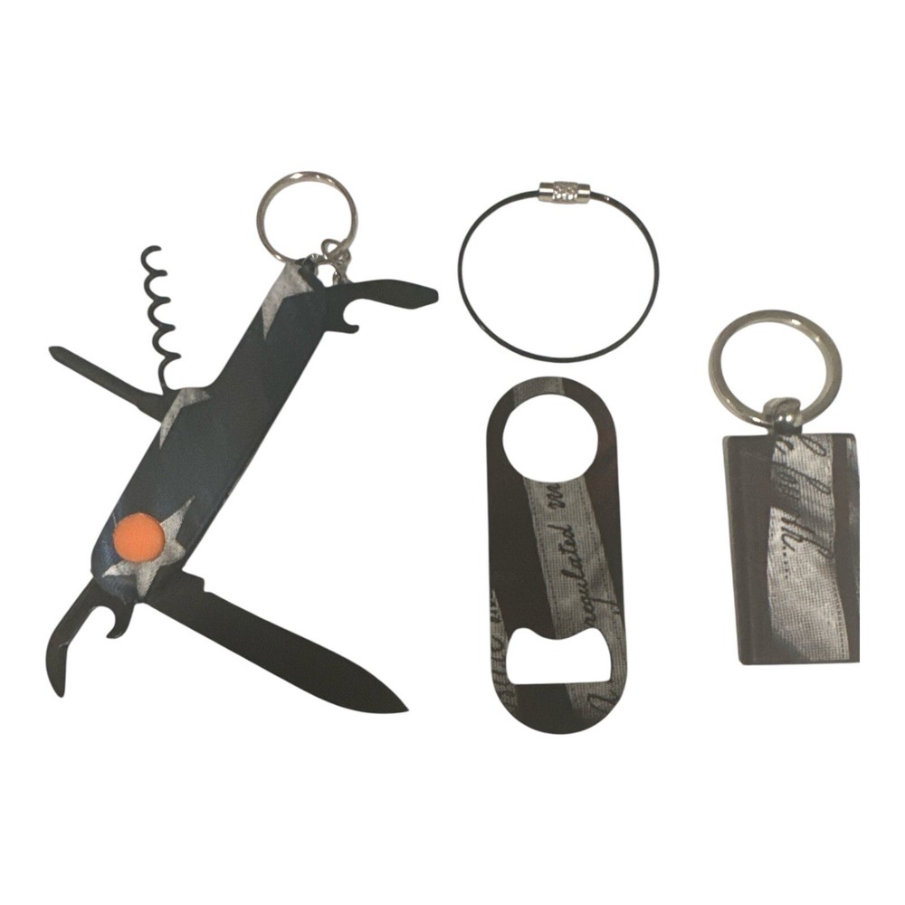Multi Tool Pocket Knife with Bottle Opener & Bamboo Key Chain Combo