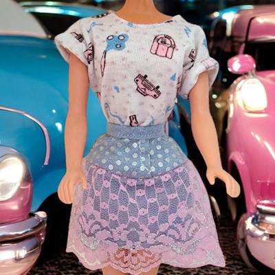 Vintage Mattel 1987 Barbie The Jeans Look Fashions #4330 Superstar Denim  Skirt 74299042737|