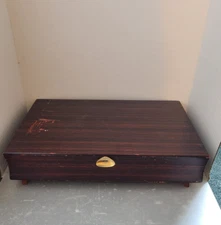 Silverplate Storage Chest Wooden Flatware Case Lined Anti TarnishWood, VTG Box