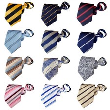 Mens Paisley 8CM Wide Zip Up Pre Tied Wedding Party Ties
