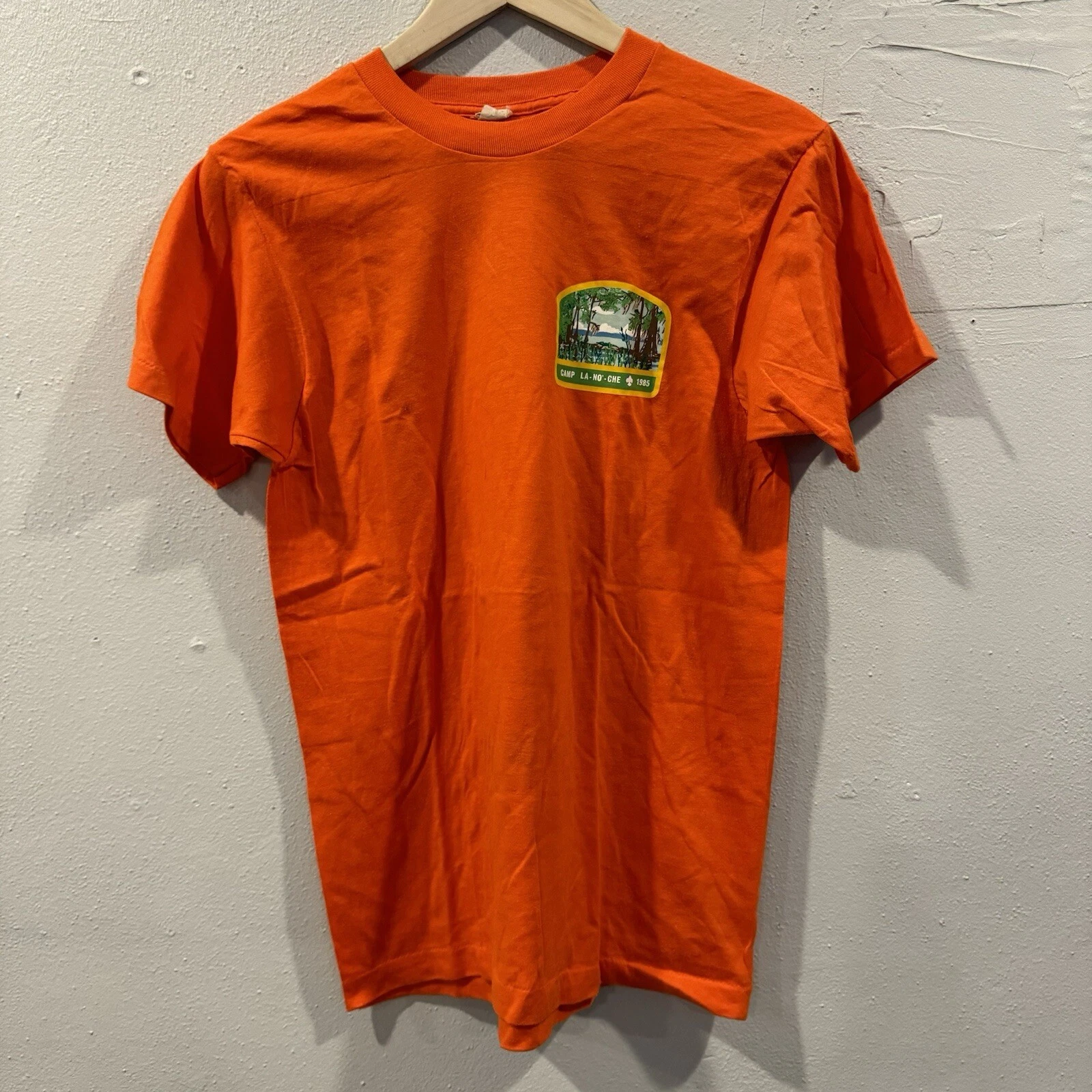 Vintage Orange 1985 la no che camp shirt
