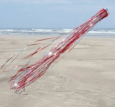 HOLOGRAPHIC MYLAR WINDSOCK RAINBOW RED/SILVER ITB9051 DECORATIVE BIRD PEST DETER