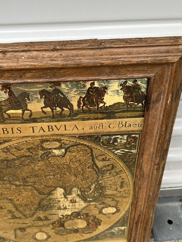 Vintage Framed Gold Foil Blaeu Wall Map Willem Janszoon Wood frame 19x23 - Picture 10 of 10