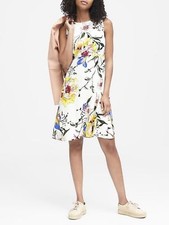 NWT Banana Republic Floral Shift Dress Daisy Yellow, sz 4  #274122