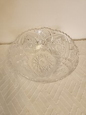 Sawtooth 8.5" Round Bowl Hand Cut Queen Lace Glass CRYSTAL Czech Bohemian