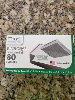 MEAD NO.8   6 3/4 SECURITY ENVELOPES 3 5/8 x 6 1/2 IN 20 lb #75355 80 IN BOX NIB