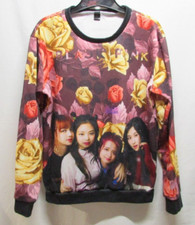 BlackPink Womens M K-Pop Floral Design Crewneck Logo Sweatshirt