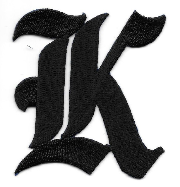 3" Fancy Black Old English Alphabet Letter K Embroidered Patch eBay
