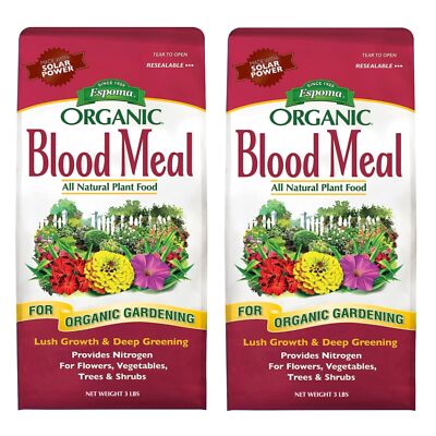 Espoma Organic Blood Meal 12-0-0 All-Natural Nitrogen Plant Food, 3lb (2 Pack)