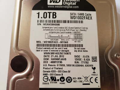 Western Digital WD1002FAEX（3.5 HDD 1TB） Western Digital WD1002FAEX 1TB 3.5