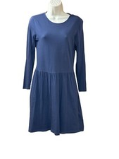 Gap Junior's Solid Navy Blue Low Pleated Waist Long Sleeve Dress Size Small