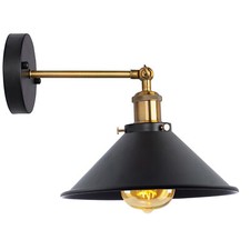 Adjustable Industrial Wall Light E27 Metal Cone Shade Vintage Style Indoor Lamp