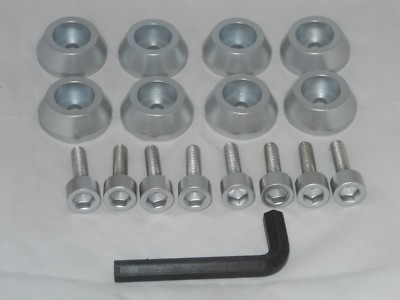 (8) LONG SCREWS (8) WASHERS SILVER (1) KEY FOR BALLISTIC JESTER 814 WHEEL RIM 