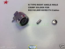 1 x N Male RIGHT Angle plug crimp for RG316 RG174 LMR100 cable RF Connector USA