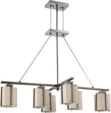 Hazel Bronze 6 Light Energy Star Chandelier With Khaki Fabric Shades