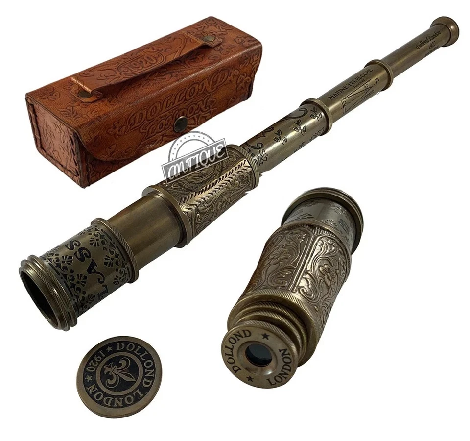 Antiguo Telescopio de Latón Marítimo Náutico Pirata Espía Vintage Regalo de Navidad Foto 2 de 4