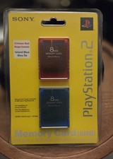 Sony PlayStation 2 PS2 Memory Card 8MB Twin Pack Crimson Red Island Blue Sealed