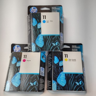 Genuine HP 11 Yellow 7/2019, Magenta 7/2020, Cyan 4/2020 Ink Cartrid C483