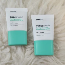 2 Hero Force Shield Superlight Sunscreen SPF 30 Travel MINI .34 Oz 10mL Each New