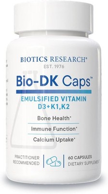 BIOTICS RESEARCH Bio-DK Caps??CEmulsified Vitamin D and K, Vitamin D3 125 mcg &