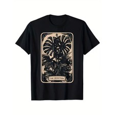 Men'S Black Monstera Deliciosa Tarot Card Graphic T Shirt Plant Lover & Gardener