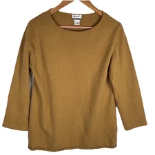 Women Pullover Sweater Angora Merino Cashmere Sz M Quiet Luxury Preppy The Look