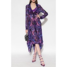 NWT Versace 40 US 4 Runway SS23 Plisse Dress All Over Orchid Purple $5,425