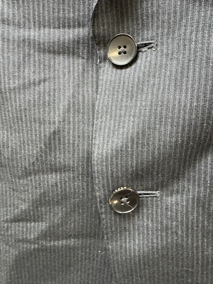 Vintage Gucci Wool Tom Ford Era   Blazer Men Size 46  Black W/ Grey Stripes - Image 3 of 4