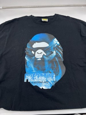 SIZE XXL 2XL - Worn BAPE x Predator T-shirt Tee Bathing Ape Black Blue Preowned