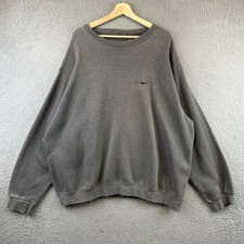 Vintage Nike Gray Embroidered Mini Swoosh Crewneck Sweatshirt Men's 2XL Casual