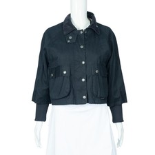 RED VALENTINO Black Cotton Sherpa Lined Cropped Jacket Size 40 US S