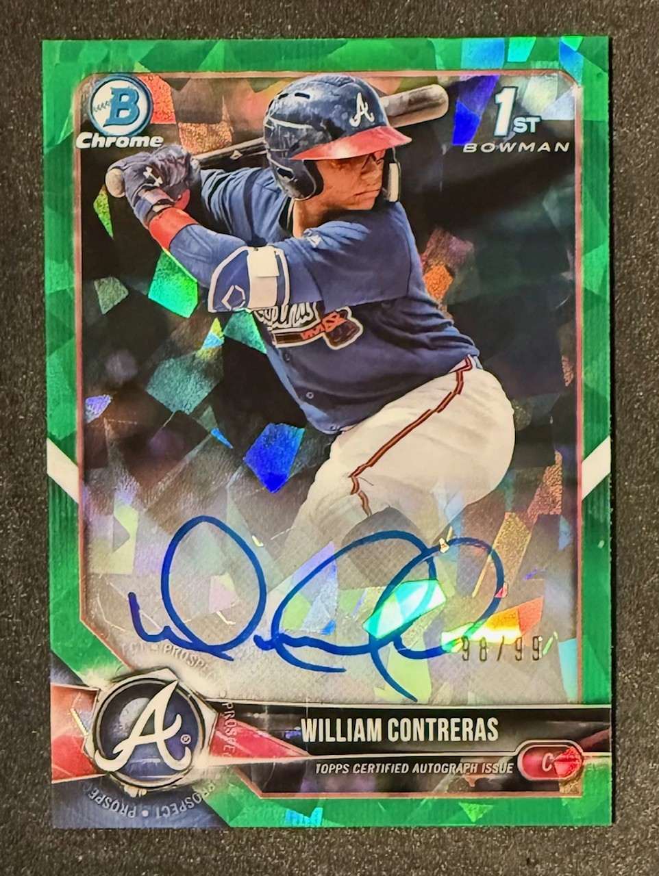 2018 Bowman Chrome Green Atomic Refractor Auto #BCPA-WCO William Contreras 98/99