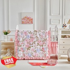 UOZZI BEDDING Crib Set Blue 3pc Floral
