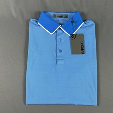 G/Fore G4 Golf Shirt Polo Striped Small Racer Blue Polyester Spandex NWT 120