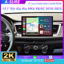 13" Android 15 2K Autoradio Carplay RDS GPS Navi f&uuml;r Kia Rio MK4 YB/SC 2018-2023