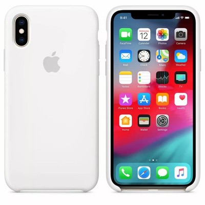 Original Apple iPhone XS Silikon Schutz Hülle Case Cover Weiß