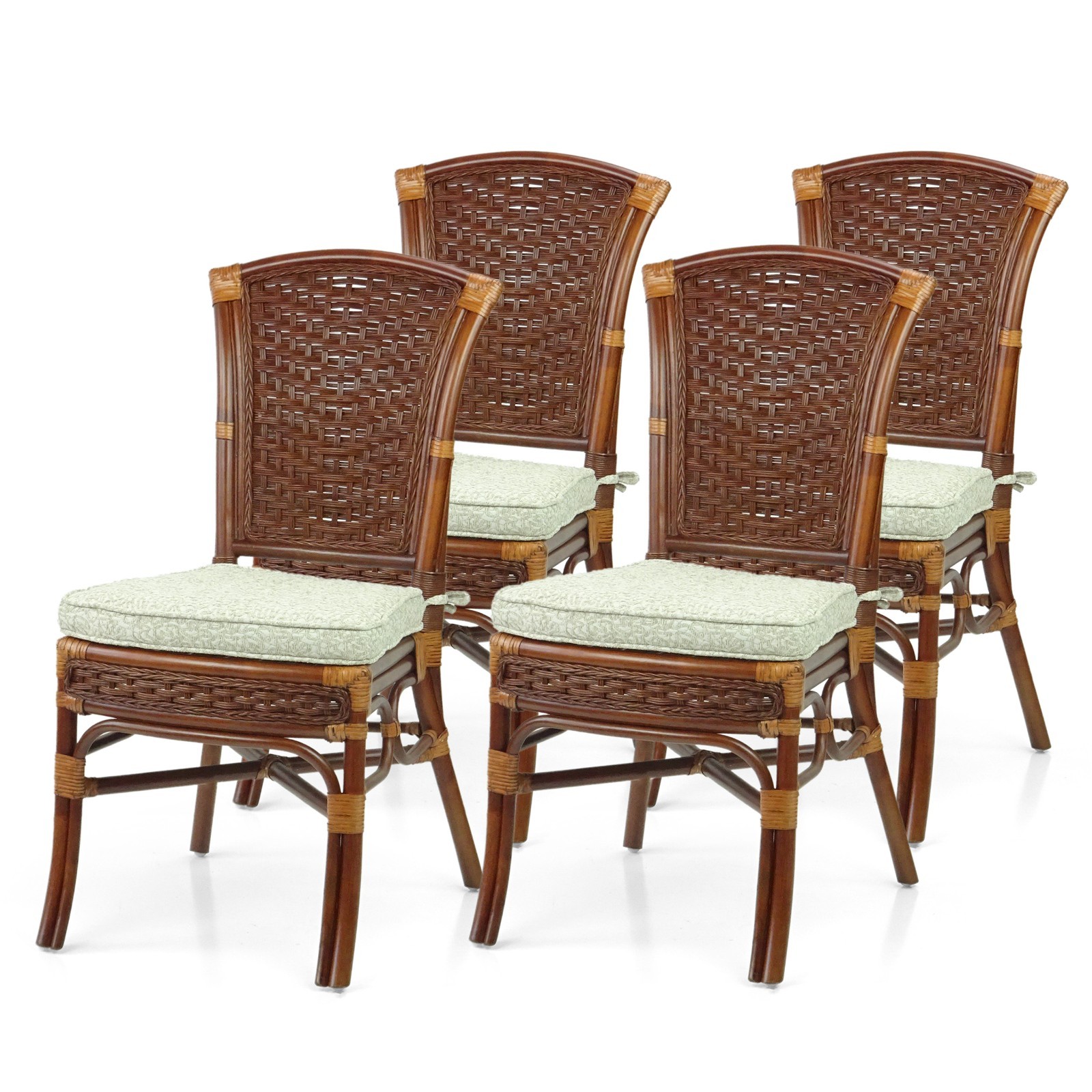 Natural Rattan Handmade W Cushion, Dark Walnut