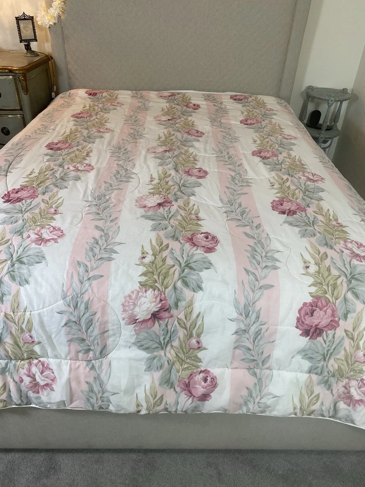 Vintage Martex Queen Comforter Floral Roses Pink Vintage Cottage Victorian - Image 4 of 4