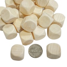 100 Pack Wooden Dice Unfinished Wood Cube Small 0.75 inches, 3/4 in