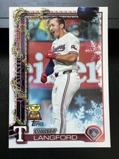 2025 Topps Holiday Wyatt Langford Red Ginger Bread Cookie Back H87 Rangers SP