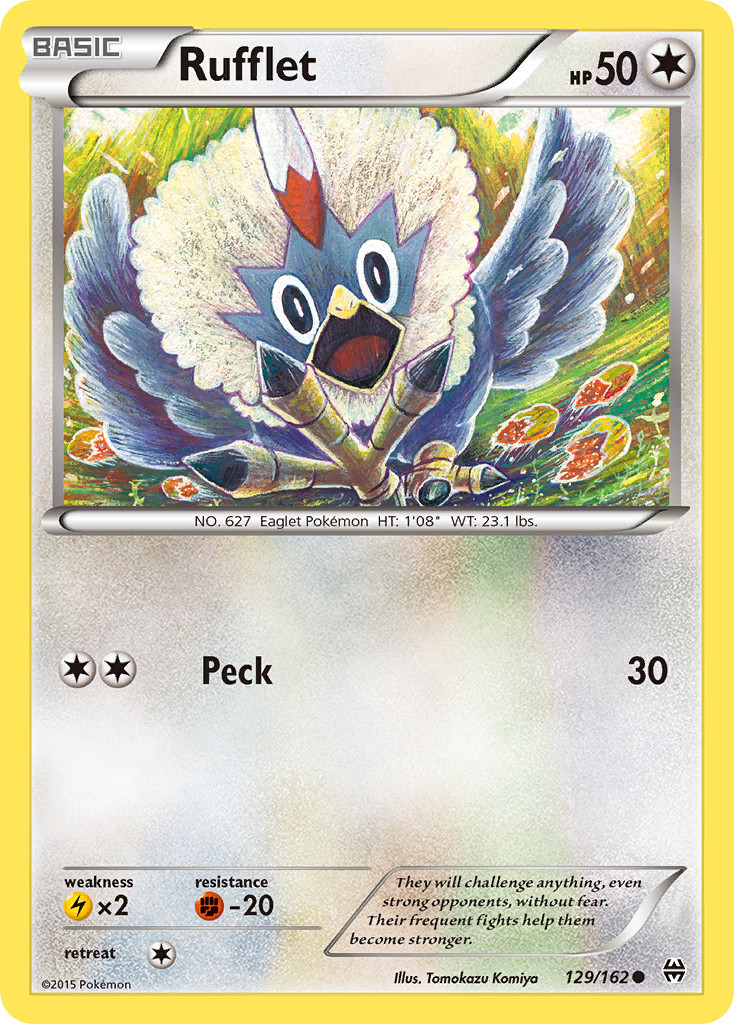 RUFFLET 129/162 COMMON BREAKTHROUGH POKEMON LIGHTLY PLAYED