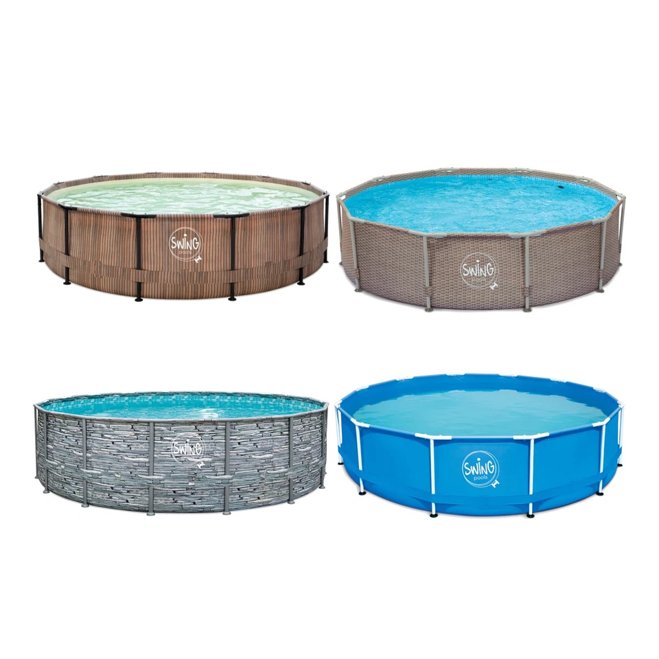 HAF® Frame Pool Aufstellpool Schwimmbecken Rund Holzoptik 366x91 cm ohne Filter - Bild 4 von 4