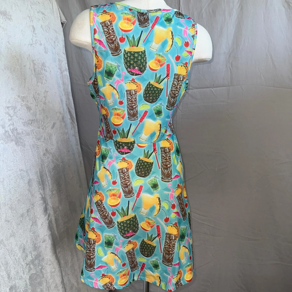 Vestido Skater Sourpuss Mujer L Tropical Tiki Bebida Fiesta Estampado Vestido Sin Mangas Foto 2 de 4