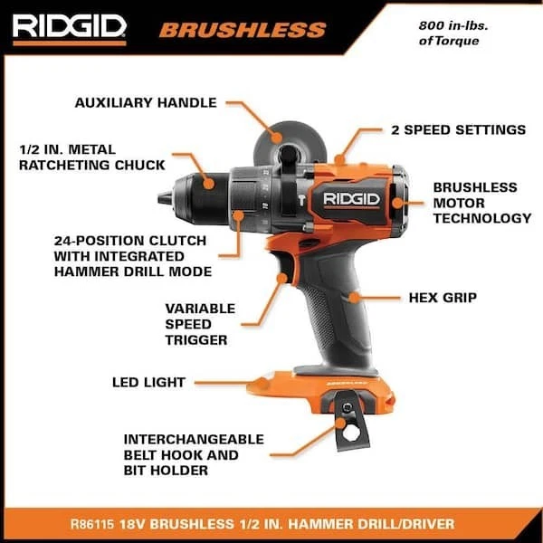 RIDGID 18V Brushless Hammer Drill and 3-Speed Impact Driver Kit - Image 2 of 4