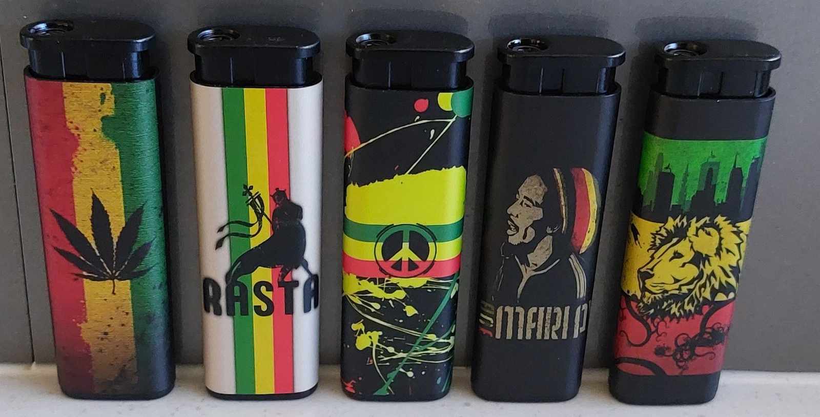 Rasta 5 large lighter set collectable electronic gas refillable high quality - Picture 2 of 7