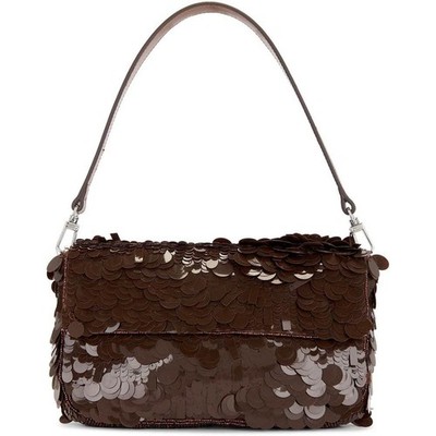 Staud Womens Cacao Timmy Magnetic Flap Leather Convertible Shoulder Bag OS New