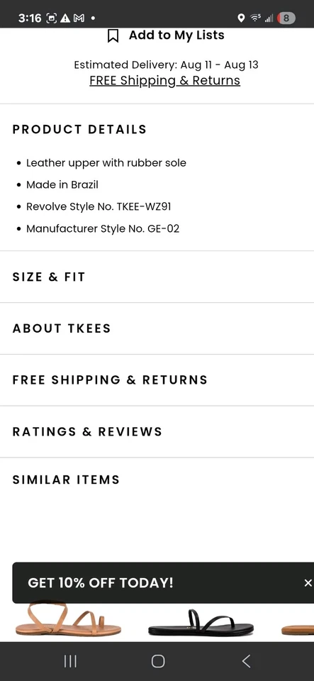 TKEES Mujer Cuero Gemma En Crema Minimalista Talla 10 Foto 2 de 4