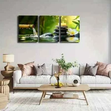 3pcs Green Botanicals & Florals Wall Art Canvas Framed 50x70cm